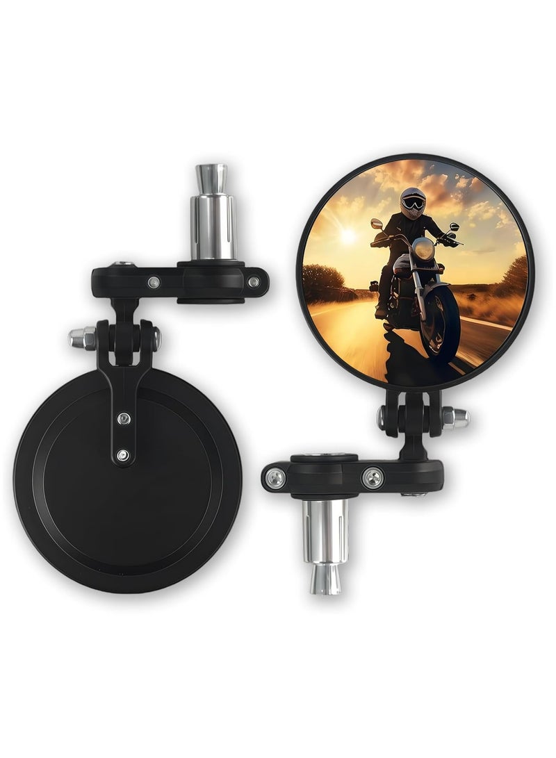 Oasisgalore Universal Motorcycle Mirrors - 3 Inch Round Folding Bar End Side Mirror Accessories Compatible with Honda, Scooter, Suzuki, Yamaha, Kawasaki, Victory and More - Image 1