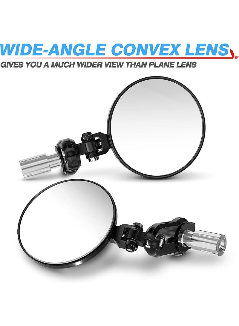 Oasisgalore Universal Motorcycle Mirrors - 3 Inch Round Folding Bar End Side Mirror Accessories Compatible with Honda, Scooter, Suzuki, Yamaha, Kawasaki, Victory and More - Image 2