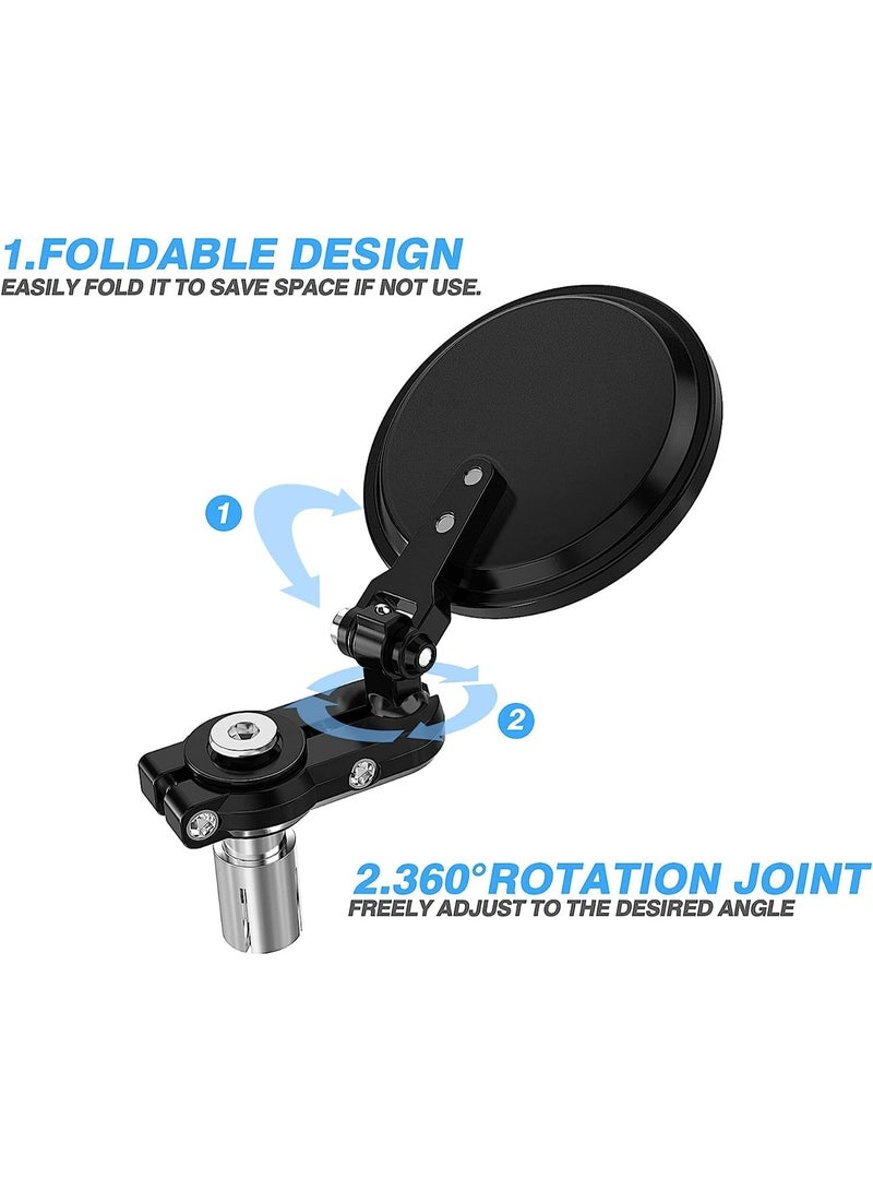 Oasisgalore Universal Motorcycle Mirrors - 3 Inch Round Folding Bar End Side Mirror Accessories Compatible with Honda, Scooter, Suzuki, Yamaha, Kawasaki, Victory and More - Image 5