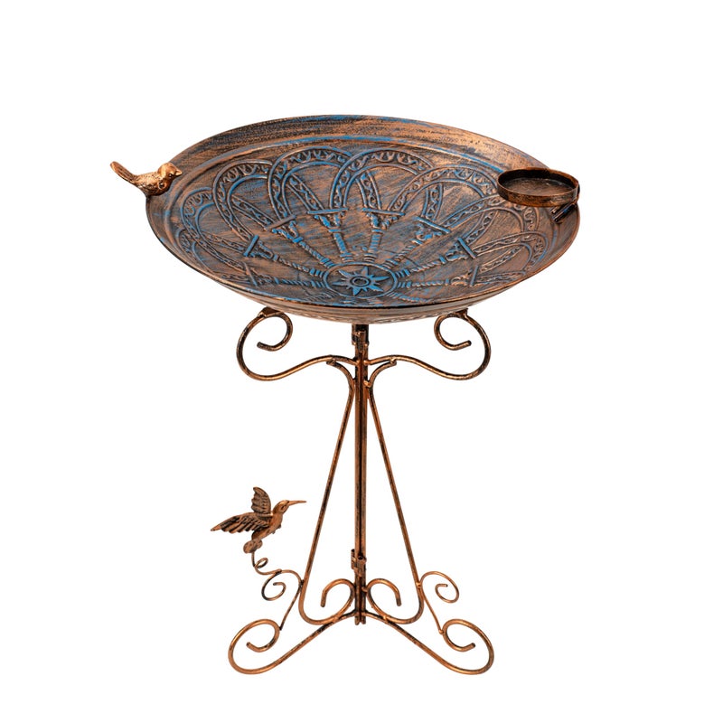 VEWOSTAR Bird Bath Large Bird Bath for OutsideGarden Bird Baths for Outdoors with Metal Pedestal Birdbath Vintage Bird Feeder Birdbaths Bowl with Folding Bracket - Image 2