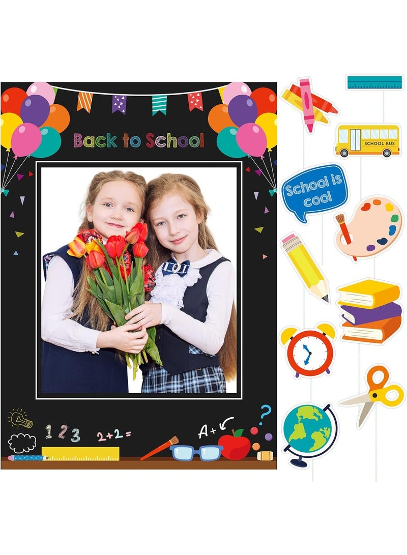 Pack of 11 Back to School Photo Props Back to School Photo Booth Prop Frame Back to School Decorations Fun Posing Sign First Day of School Party Decoration Supplies for Kids Preschool - Image 1