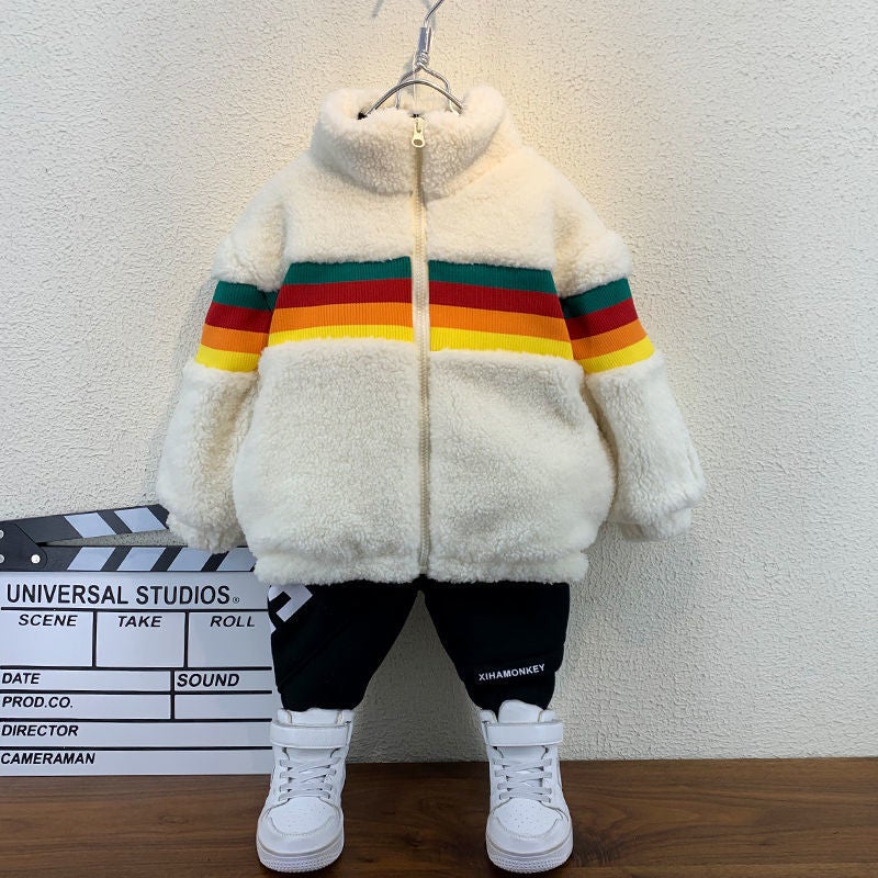 Boys' Cashmere Jacket Western Style 2023 New Fashionable Baby Winter Clothes Mao Mao Clothes Small Children Thickened Cotton-Padded Jacket - Image 3