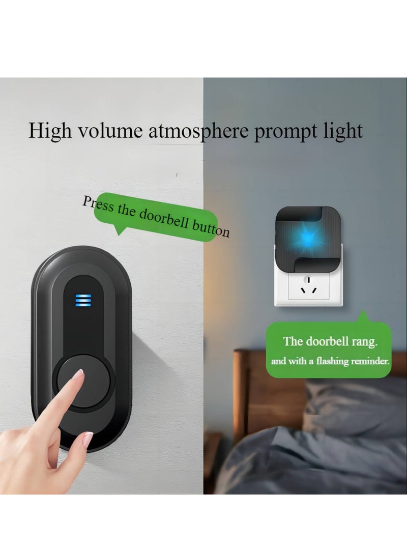 Waterproof Wireless Doorbell with LED Flash, British Plug, 1 Receiver & 2 Transmitters, 55 Sounds & 5 Volumes, Penetrates Walls on Multiple Floors, Ideal for Home, Office, Hotel, Warehouse, and Secu - Image 2