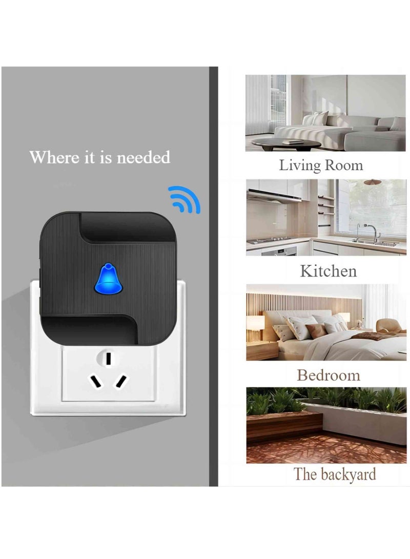 Waterproof Wireless Doorbell with LED Flash, British Plug, 1 Receiver & 2 Transmitters, 55 Sounds & 5 Volumes, Penetrates Walls on Multiple Floors, Ideal for Home, Office, Hotel, Warehouse, and Secu - Image 3