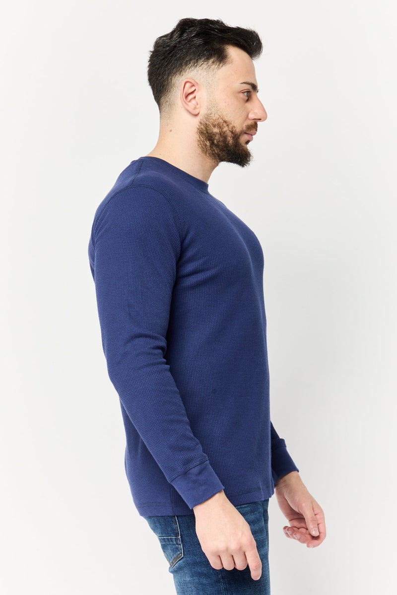 Chaps Men Crew Neck Embroidered Logo Long Sleeve Sweatshirt, Blue - Image 3