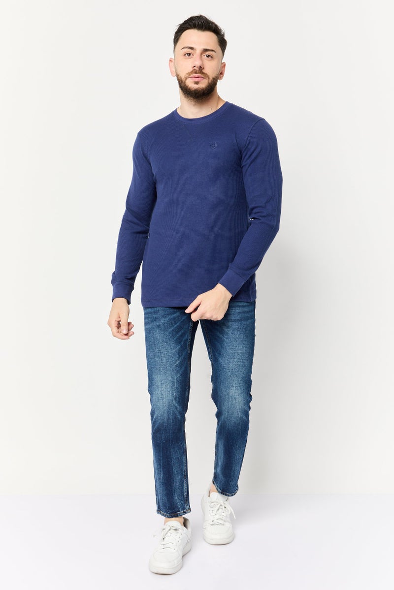 Chaps Men Crew Neck Embroidered Logo Long Sleeve Sweatshirt, Blue - Image 2