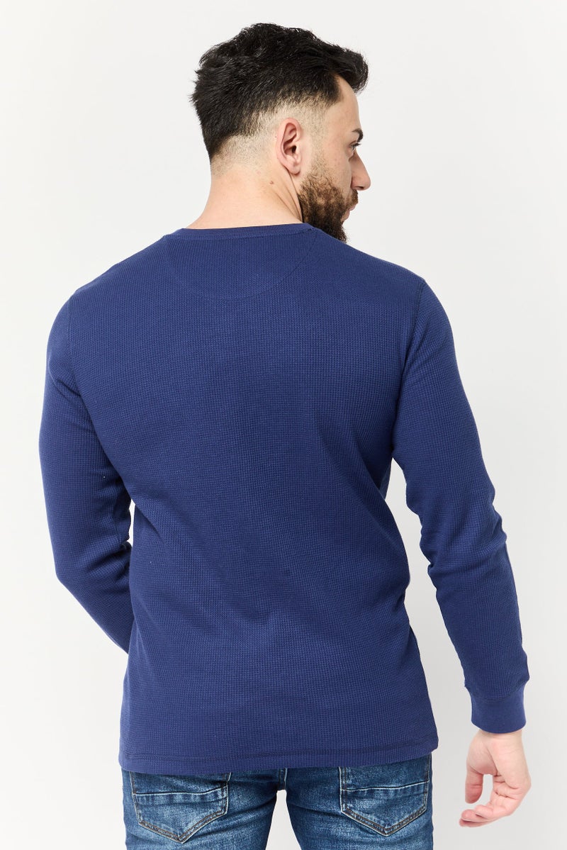Chaps Men Crew Neck Embroidered Logo Long Sleeve Sweatshirt, Blue - Image 4