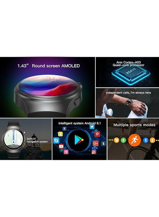 General 4G Android Smartwatch with GPS, 2GB RAM, 16GB ROM, 1.43-inch AMOLED Touchscreen Activity Tracker with WiFi/SIM Heart Rate  - Image 2