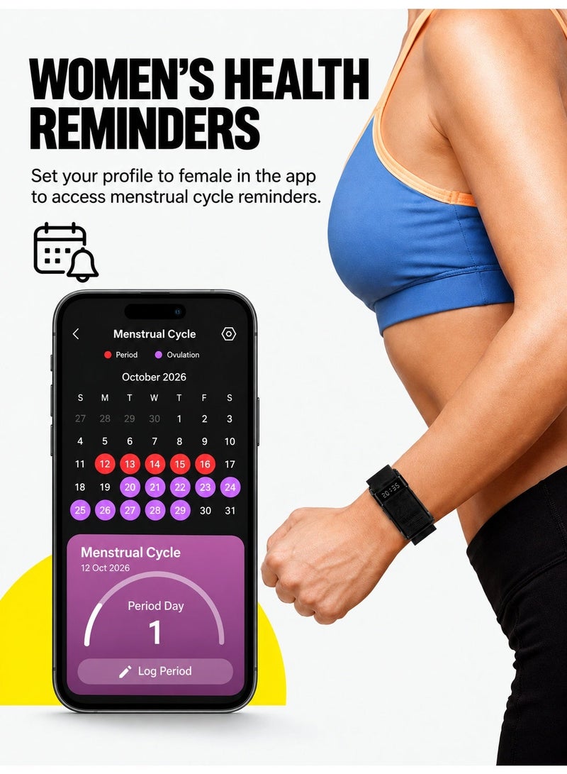 BASEMENT-1 Fitness Tracker Smart Bracelet with Time Display, Heart Rate, Blood Oxygen, HRV, Stress, Step and Sleep Monitoring, Incoming Call Vibration Alert, Adjustable Nylon Strap and 10-Day Battery Life - Image 4