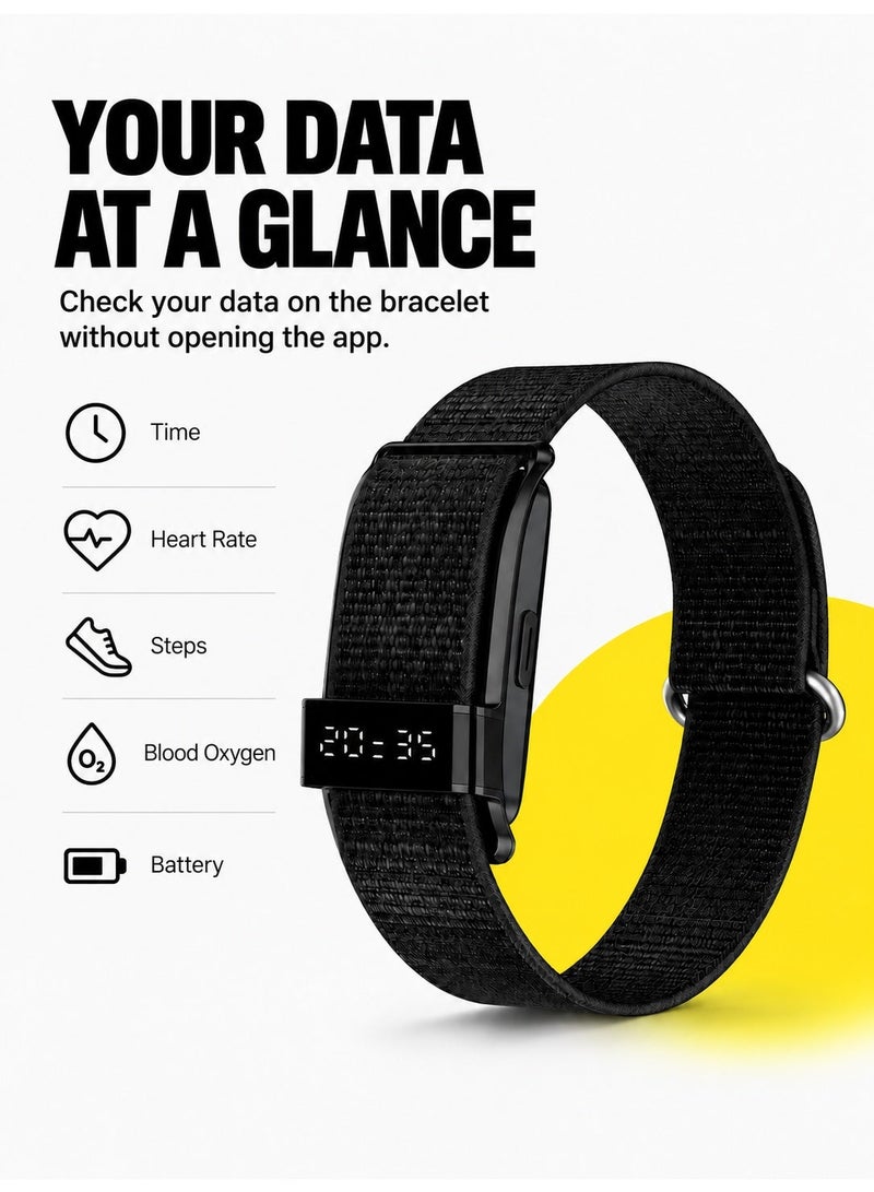 BASEMENT-1 Fitness Tracker Smart Bracelet with Time Display, Heart Rate, Blood Oxygen, HRV, Stress, Step and Sleep Monitoring, Incoming Call Vibration Alert, Adjustable Nylon Strap and 10-Day Battery Life - Image 5