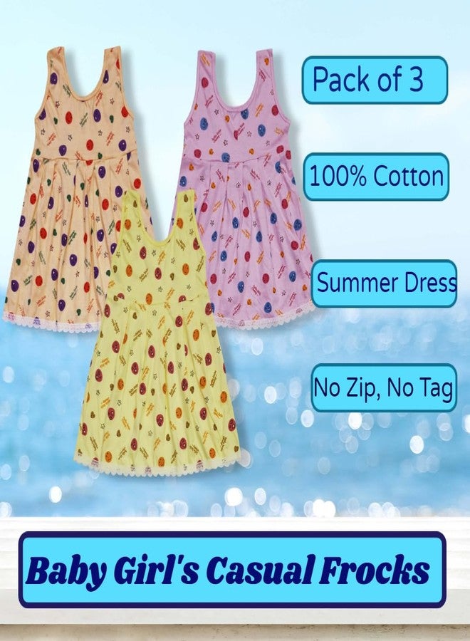 little PANDA Kid’s Cotton Dress Casual Frock for Girl’s Combo (Pack of 3) (3-4 Years) Multicolour - Image 2