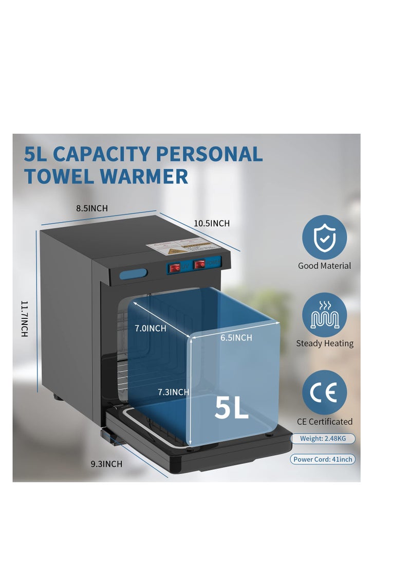 KASTWAVE سخان منشفة، 5 لتر تسخين سريع، جهاز بخار منشفة محترف 2 في 1، للحمام، حوض الاستحمام، الصالونات والمنتجعات الصحية، أسود، بدون منشفة ومشبك منشفة - Image 4