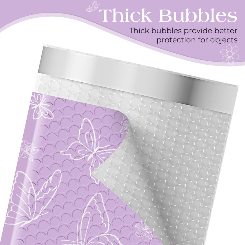 Metronic Bubble Mailers 6x10" 50 Pack Usable Size 6x9, Waterproof Padded Envelopes for Small Business, Self Seal Mailing Bubble Envelopes, Padded Mailers for Gifts Packaging, Shipping Purple Butterfly - Image 5