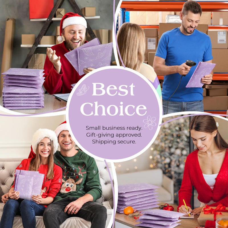 Metronic Bubble Mailers 6x10" 50 Pack Usable Size 6x9, Waterproof Padded Envelopes for Small Business, Self Seal Mailing Bubble Envelopes, Padded Mailers for Gifts Packaging, Shipping Purple Butterfly - Image 3