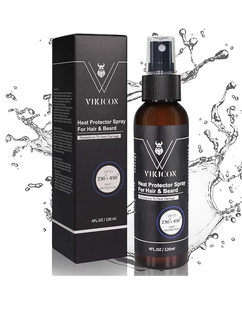 VIKICON رذاذ حماية الشعر واللحية من الحرارة - مزيج رذاذ اللحية يمنع التلف والتكسر للشعر واللحية - Image 1