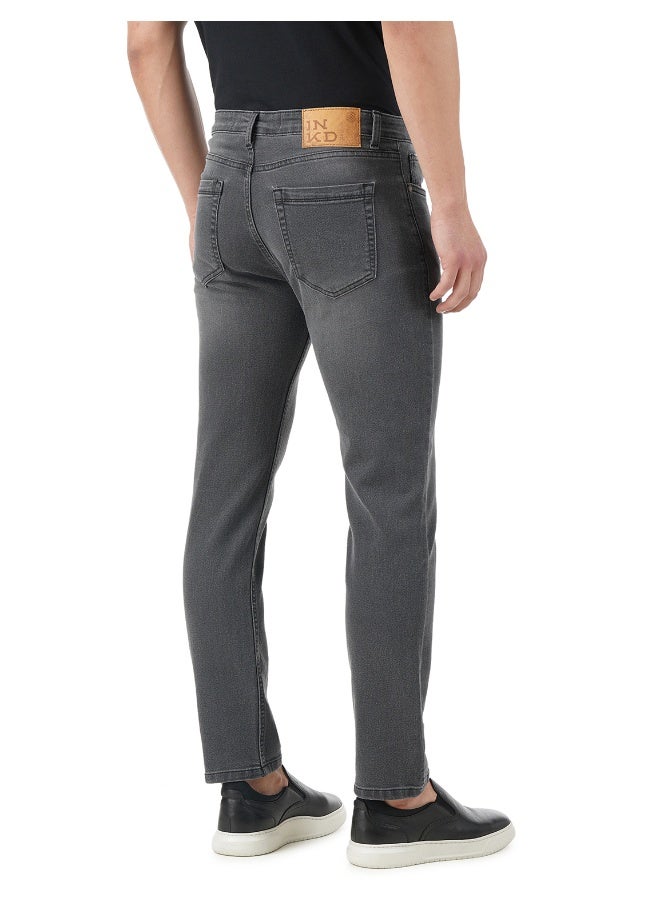 inkd Men's Regular Jeans (Grey Grounds_28) - Image 4