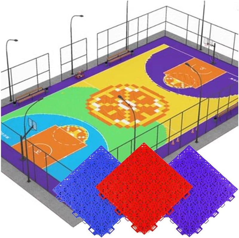 Floor Tiles 25Cm Basketball Court Modular Interlocking Floor Tiles, Deck Pool Yard Basements Gyms Garage Floor Covering Tiles,Grey,1,1PCS - Image 1