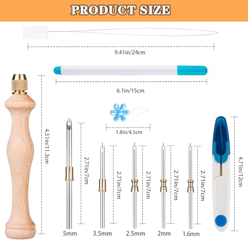 Cheloment Punch Neddle Kit with Storage Box,Adjustable Punch Needle Tool with1.6mm/2mm/2.5mm/3.5mm/5mm Metal Needles,Punch Needle Set Adults Beginner for DIY Craft,Perfect for Decoration and Gifts(Blue) - Image 3