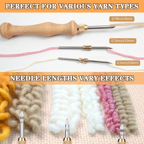 Cheloment Punch Neddle Kit with Storage Box,Adjustable Punch Needle Tool with1.6mm/2mm/2.5mm/3.5mm/5mm Metal Needles,Punch Needle Set Adults Beginner for DIY Craft,Perfect for Decoration and Gifts(Blue) - Image 4