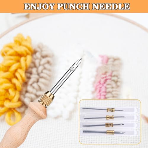 Cheloment Punch Neddle Kit with Storage Box,Adjustable Punch Needle Tool with1.6mm/2mm/2.5mm/3.5mm/5mm Metal Needles,Punch Needle Set Adults Beginner for DIY Craft,Perfect for Decoration and Gifts(Blue) - Image 5