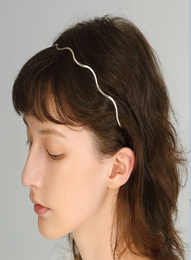 Uonlytech Metal Wavy Hair Bands and Headbands Set - 3pcs Gold Hair Hoops for Women, Girls and Sports - Image 3