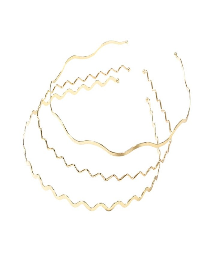 Uonlytech Metal Wavy Hair Bands and Headbands Set - 3pcs Gold Hair Hoops for Women, Girls and Sports - Image 1