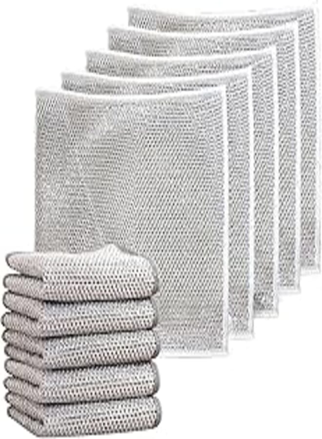 GALER 5PCS Multipurpose Wire Dishwashing Rags for Wet and Dry, Reusable Kitchen Cleaning Wire Dish Towels Dish Cloths, Lint Free Duster Cloth, Multifunctional Non-Scratch Wire Dishcloth for Kitchen