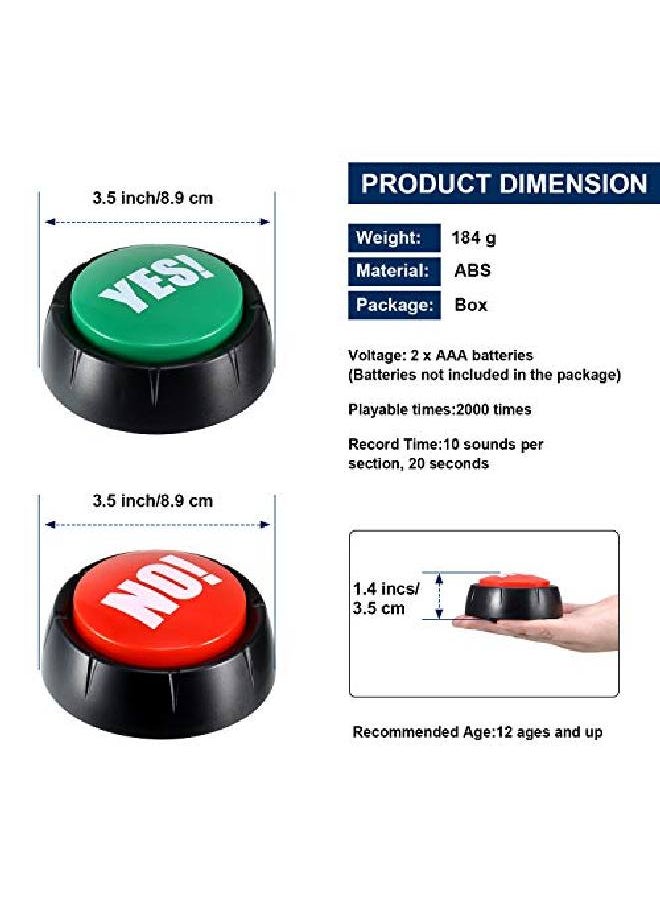 Gejoy - 2 Packs Sound Button Yes No Button With Sound And Light Talking Button Funny Party Quiz Contest Answer Button Props Game Show Buzzers For Adults Teens Boys Girls - Image 1