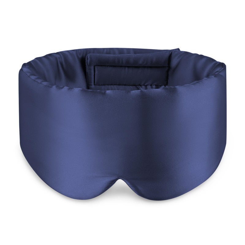 Zenssia 100 Mulberry Silk Sleep Mask Eye Mask for Man and Woman with Adjustable Headband Full Size Large Sleep Mask Blindfold for Total Blackout for All Night Sleep Travel NapDark Blue