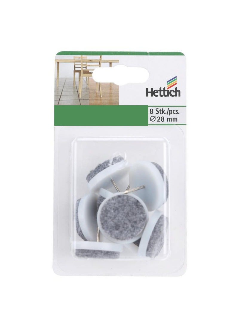 Hettich Knock Pin Felt Glides Round 2.8cm 8 Pieces