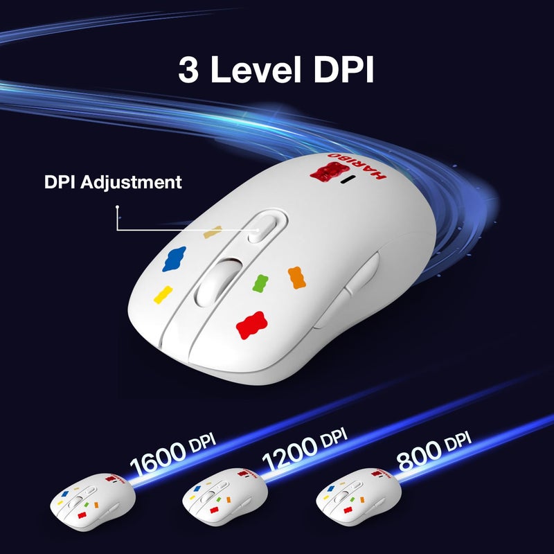 DCHK Haribo Wireless Mouse, Bluetooth 3.0/5.0 & 2.4GHz, Adjustable DPI, Multi-Device Pairing, Compact Gummy Bear Style for Laptop, Desktop, PC - Image 3