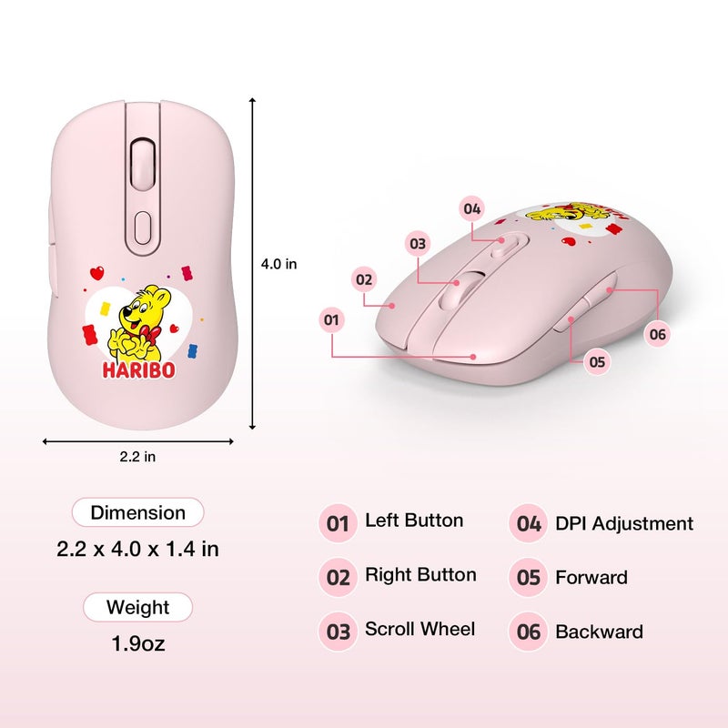 DCHK Haribo Wireless Mouse, Bluetooth 3.0/5.0 & 2.4GHz, Adjustable DPI, Multi-Device Pairing, Compact Gummy Bear Style for Laptop, Desktop, PC - Image 5