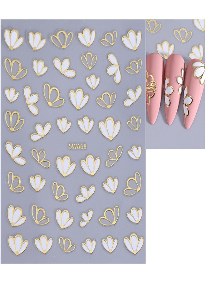 TailaiMei Flower Nail Stickers, 3D Gold Design Self-Adhesive Nail Art Decals for DIY Nail Decorations (509) - Image 4