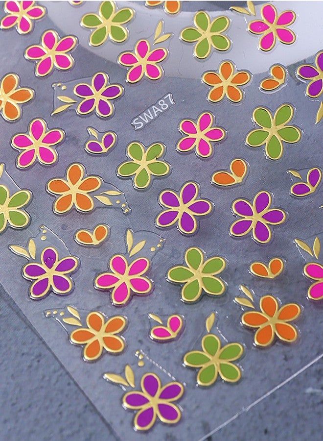 TailaiMei Flower Nail Stickers, 3D Gold Design Self-Adhesive Nail Art Decals for DIY Nail Decorations (509) - Image 5