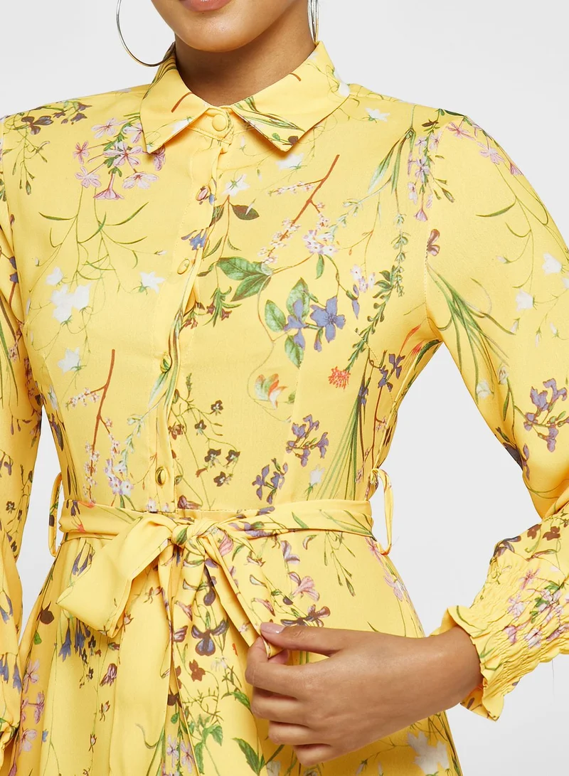 Khizana Floral Belted Maxi Dress