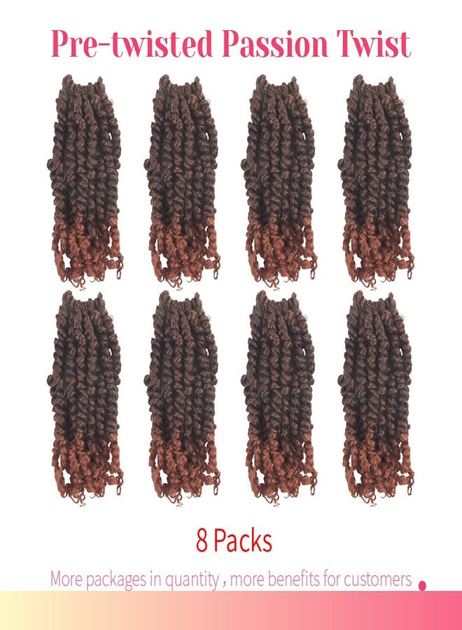 BOHOBABE Pre-twisted Passion Twist Crochet Hair 8 Inch Short Pre-looped Crochet Passion Twist Braiding Hair 8 Packs (T350) - Image 2