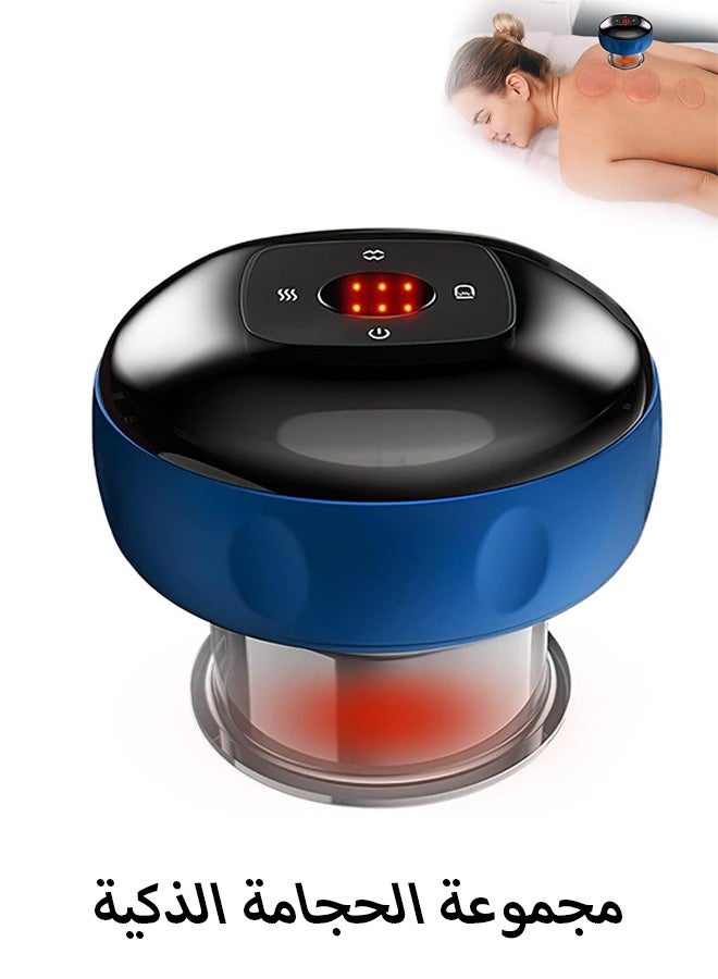 Gecomo Electric Cupping Therapy Massager, Rechargeable Gua Sha Cupping Therapy Machine, Gua Sha Massage Tool with12 Level Temperature and Suction (Blue) - Image 1