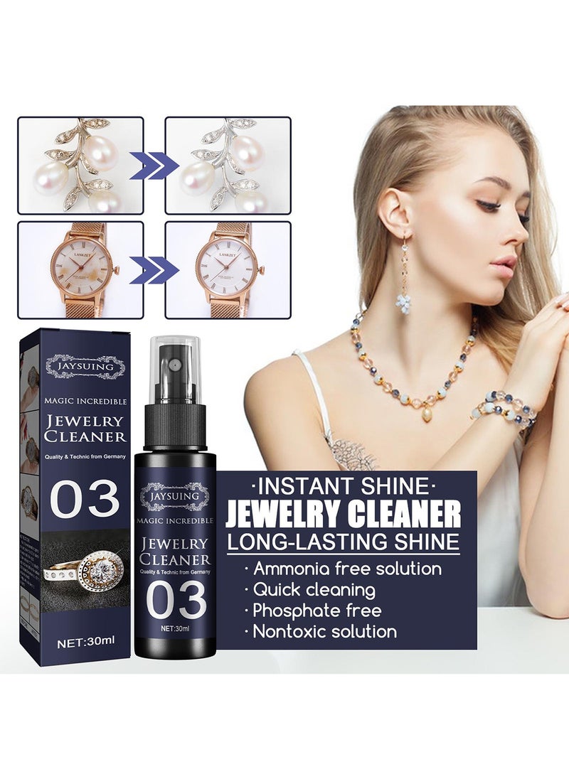 Jaysuing - Jewelry Cleaner Kit with Gloves and Brush, Gentle and Effective Solution for Eyewear, Rings, Necklaces, Bracelets, Watches, Gold, Silver, and Earrings, 30 ml - Image 1