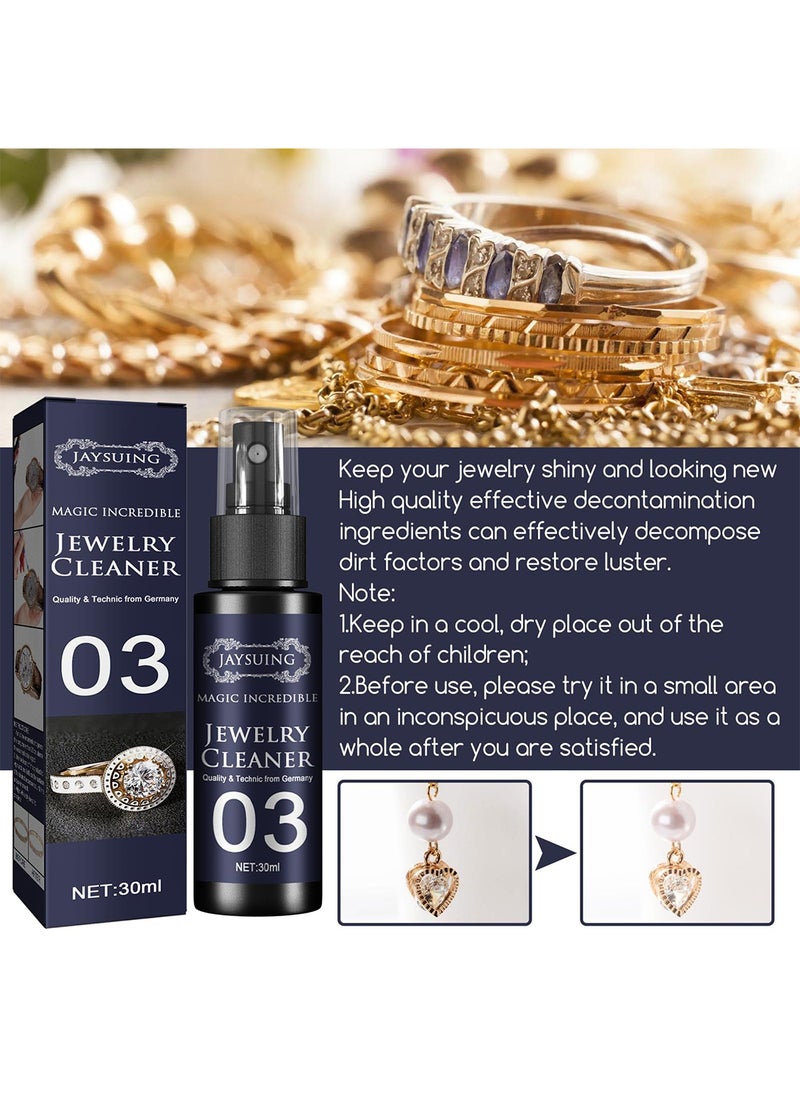 Jaysuing - Jewelry Cleaner Kit with Gloves and Brush, Gentle and Effective Solution for Eyewear, Rings, Necklaces, Bracelets, Watches, Gold, Silver, and Earrings, 30 ml - Image 1