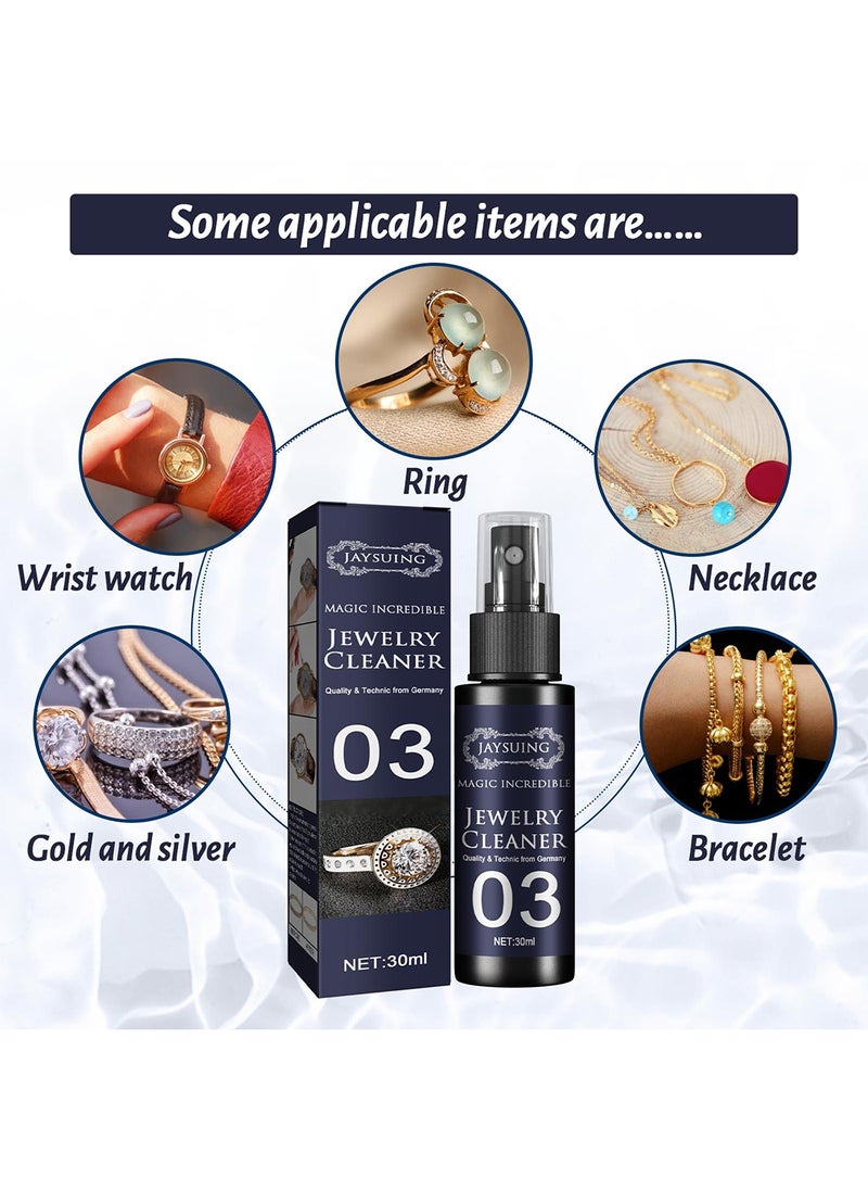 Jaysuing - Jewelry Cleaner Kit with Gloves and Brush, Gentle and Effective Solution for Eyewear, Rings, Necklaces, Bracelets, Watches, Gold, Silver, and Earrings, 30 ml - Image 1