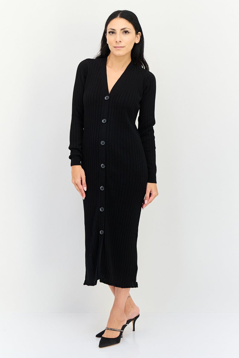 Threadbare Women Ribbed Sweater Dress, Black - Image 1