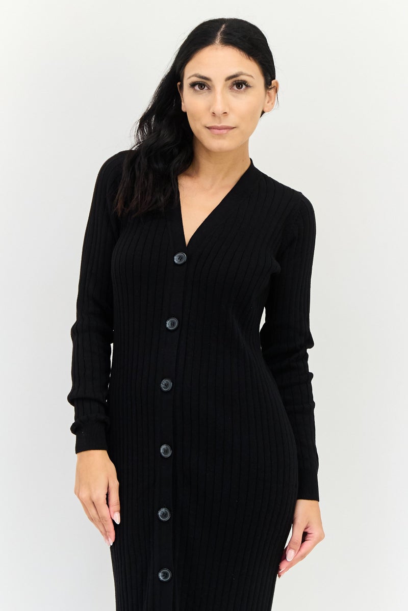 Threadbare Women Ribbed Sweater Dress, Black - Image 2