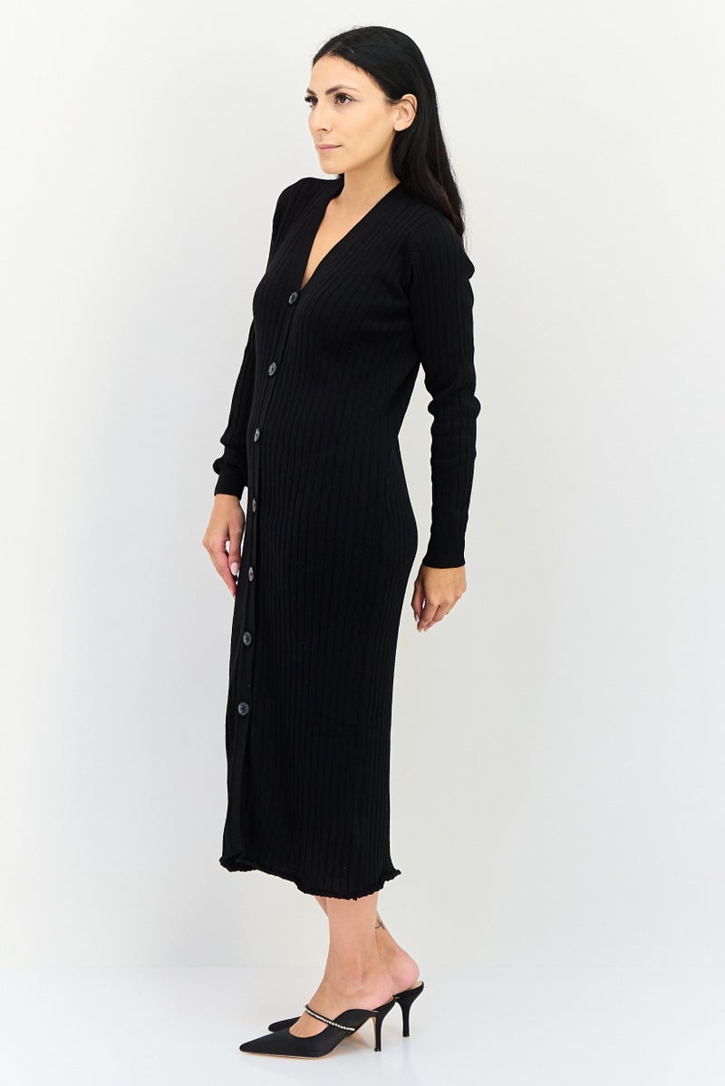 Threadbare Women Ribbed Sweater Dress, Black - Image 3