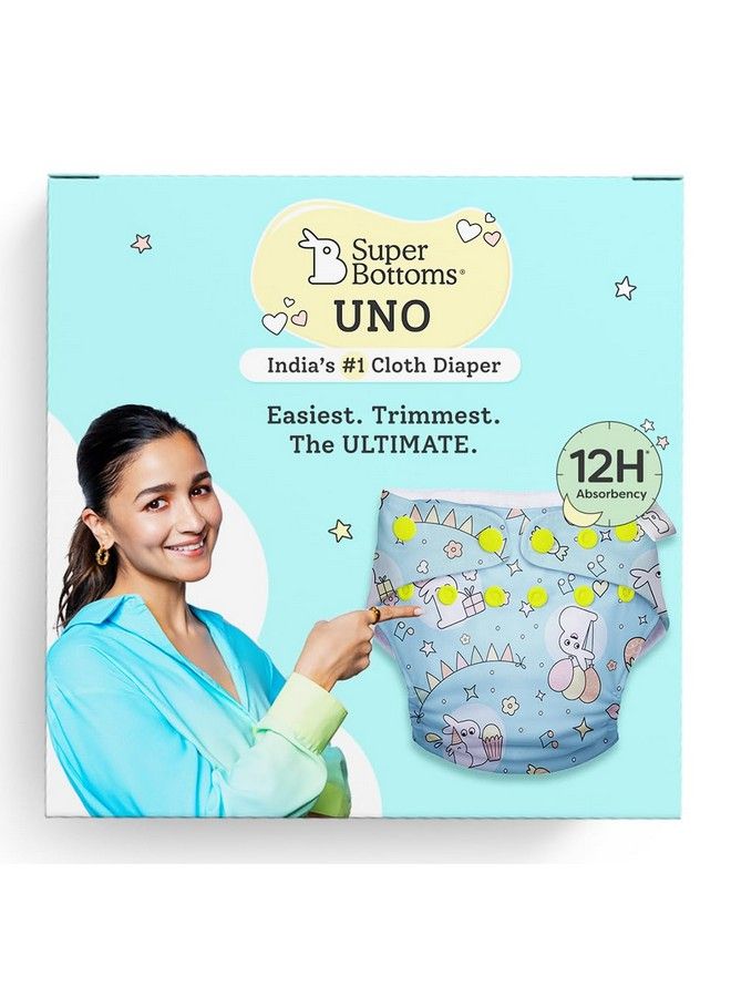 Superbottoms Uno Freesize Cloth Diaper ; Cloth Diaper For Babies 3M To 3Y ; Washable & Reusable Cloth Diaper ; Comes With Cloth Diaper Inserts ; 1 Organic Cotton Soaker + 1 Booster ; Hunny Bummy - Image 2