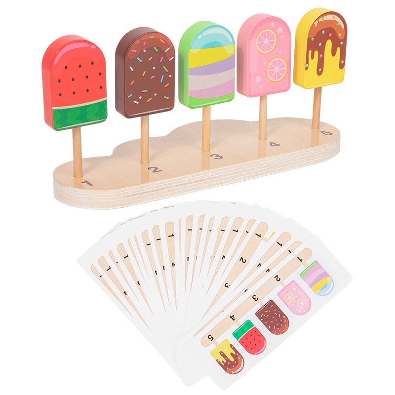Capstro Wooden Popsicle Sorting & Matching Game for Kids – Montessori Color Matching, Number Sequence Learning Toy with 20 Double-Sided Cards, Fine Motor Skills Gift for Kids - Image 1