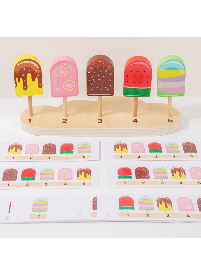 Capstro Wooden Popsicle Sorting & Matching Game for Kids – Montessori Color Matching, Number Sequence Learning Toy with 20 Double-Sided Cards, Fine Motor Skills Gift for Kids - Image 2
