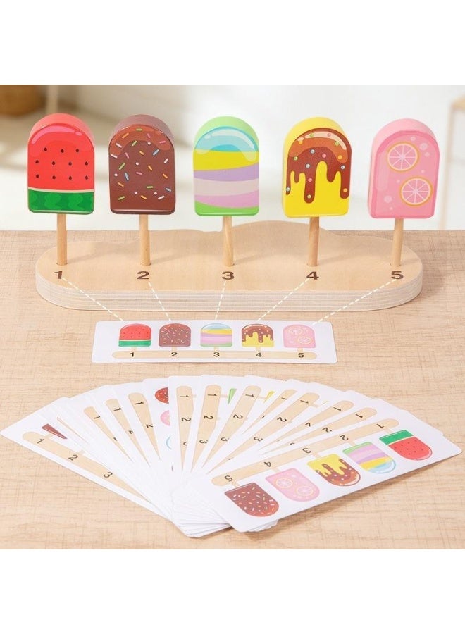 Capstro Wooden Popsicle Sorting & Matching Game for Kids – Montessori Color Matching, Number Sequence Learning Toy with 20 Double-Sided Cards, Fine Motor Skills Gift for Kids - Image 3