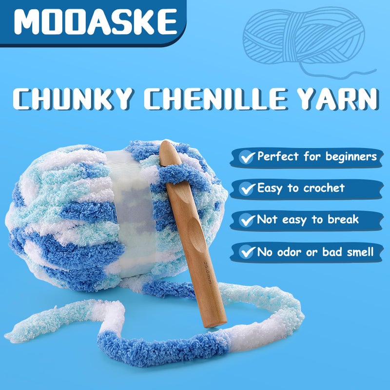 Mooaske 8 Pcs Chunky Yarn for Hand Knitting - Chunky Chenille Yarn for Crocheting - Fluffy Yarn for Crochet - Jumbo Yarn for Hand Knitting 200 yds 61.6 oz of Super Bulky Yarn (Pink-Purple-White) - Image 2