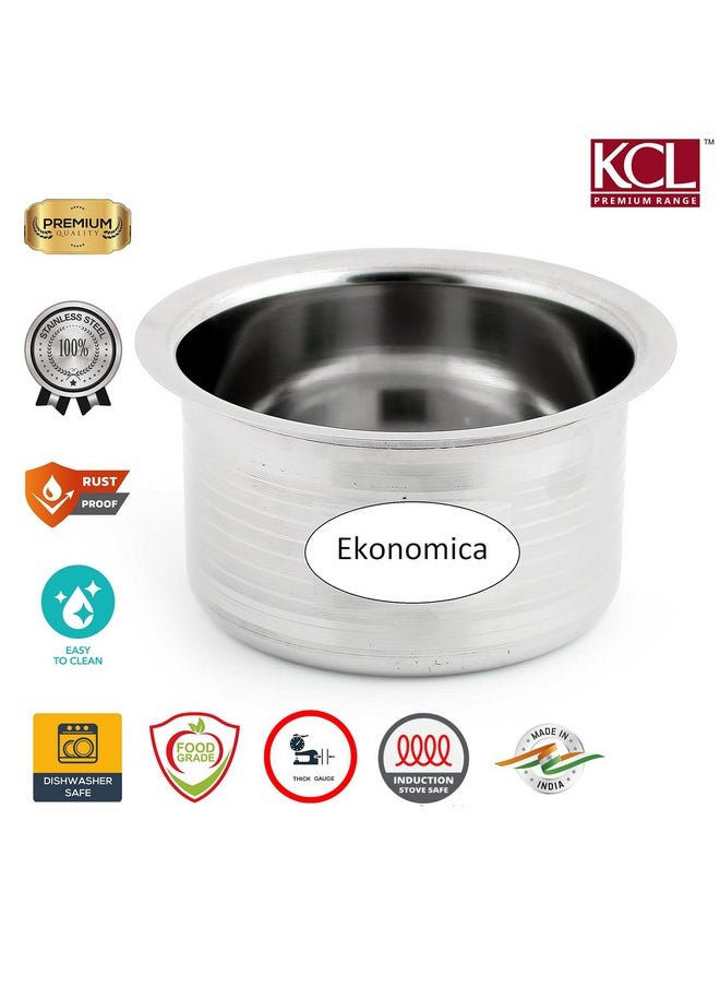 KCL KCL Stainless Steel - Ekonomica Tope Cookware Set | Flat Bottom Tope Set for Kitchen | Multipurpose Steel Bhagona for Home | Induction Compatible | 5 Various Size - 2000, 1500, 1000, 750 & 500 ml  - Image 1