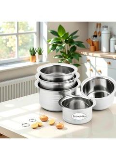 KCL KCL Stainless Steel - Ekonomica Tope Cookware Set | Flat Bottom Tope Set for Kitchen | Multipurpose Steel Bhagona for Home | Induction Compatible | 5 Various Size - 2000, 1500, 1000, 750 & 500 ml  - Image 2